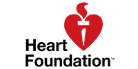 Heart Foundation Logo, black text with red heart icon.