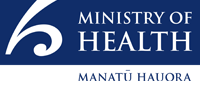 Ministry of Health NZ blue and white logo image