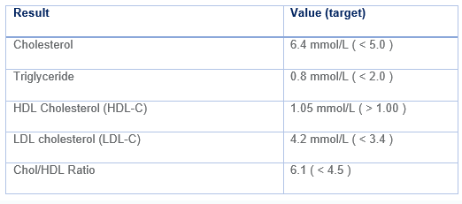 Lipid profile Mrs R